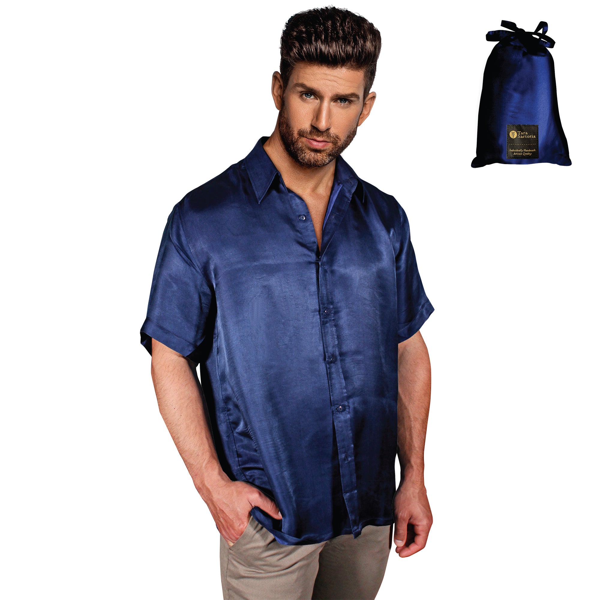 Luxury Artisan Men's Silk Shirt Short Sleeves - Mens Silk Shirt – Tara  Sartoria