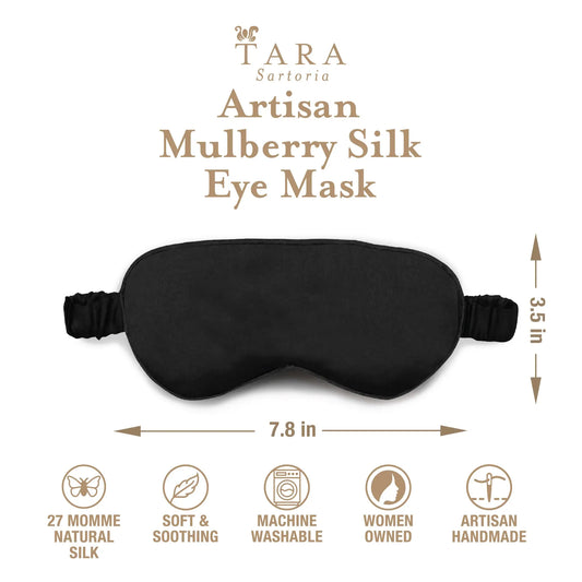 Luxury Silk Sleep Mask in Black Tara Sartoria